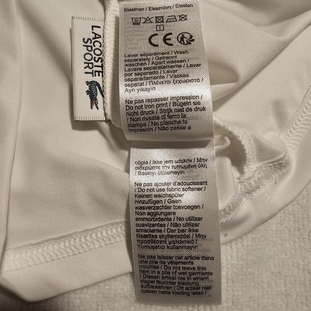 Lacoste Novak Djokovik Performance Polo Shirt Tennis White Blue Boy's Size 6 EUC - Picture 7 of 8